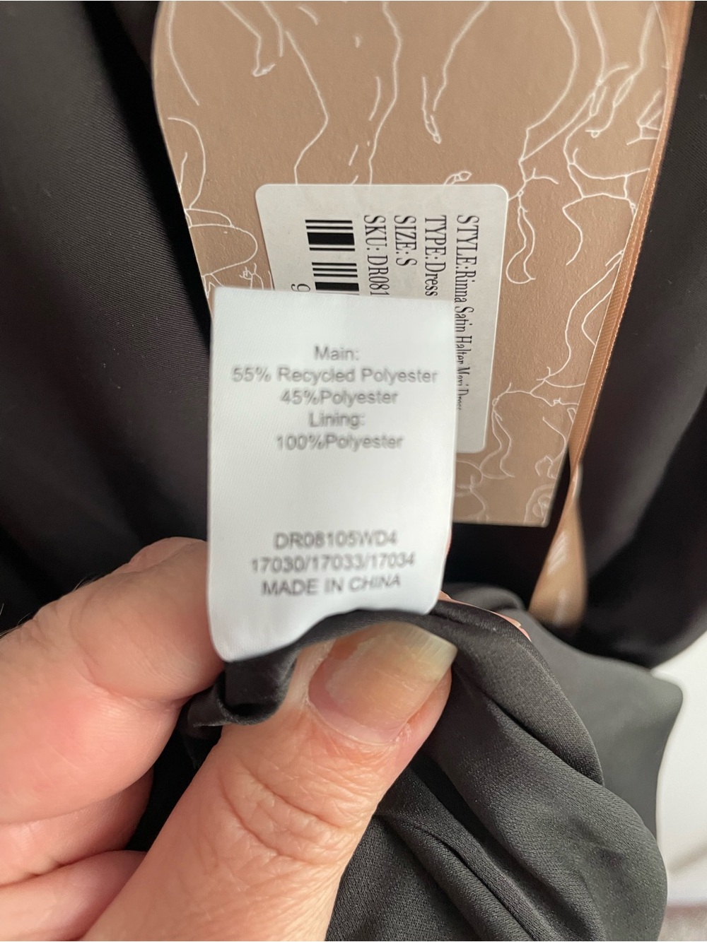NWT Meshki Rinna Satin Halter Maxi Dress in Black w/ Feather Boa - Picture 9 of 12
